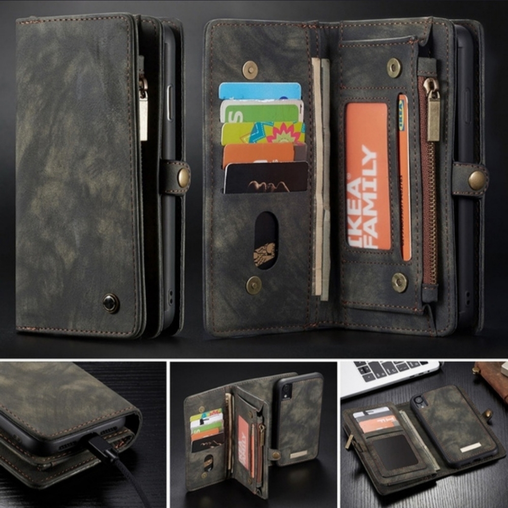 Black Leather Wallet Case for iPhone XS